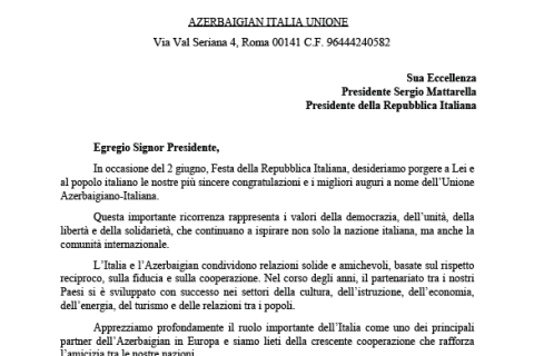 Azerbaijani diaspora in Italy congratulates country on Republic Day